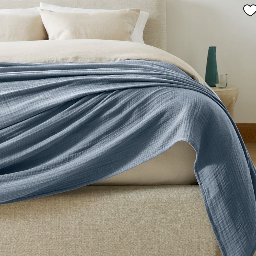 COPY - West Elm Dreamy Gauze Cotton Blanket in Ocean